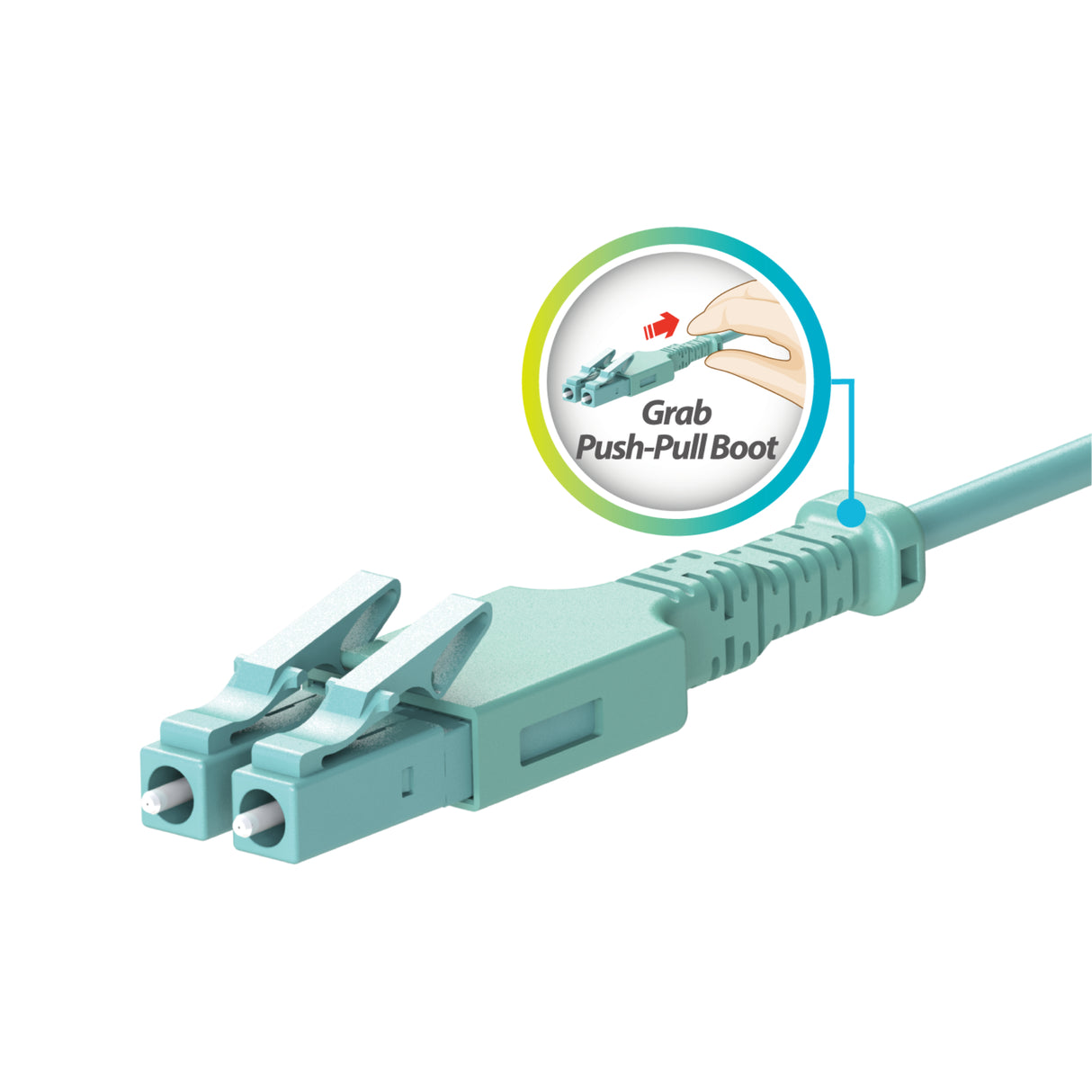 Easy-Pull Uniboot Ultra Low Loss 0.1dB OM4 LC/UPC to LC/UPC Fiber Patch Cable | Corning OM4 Fiber | Aqua Connector | OFNR Jacket | Speedy Model A Easy-Pull Uniboot