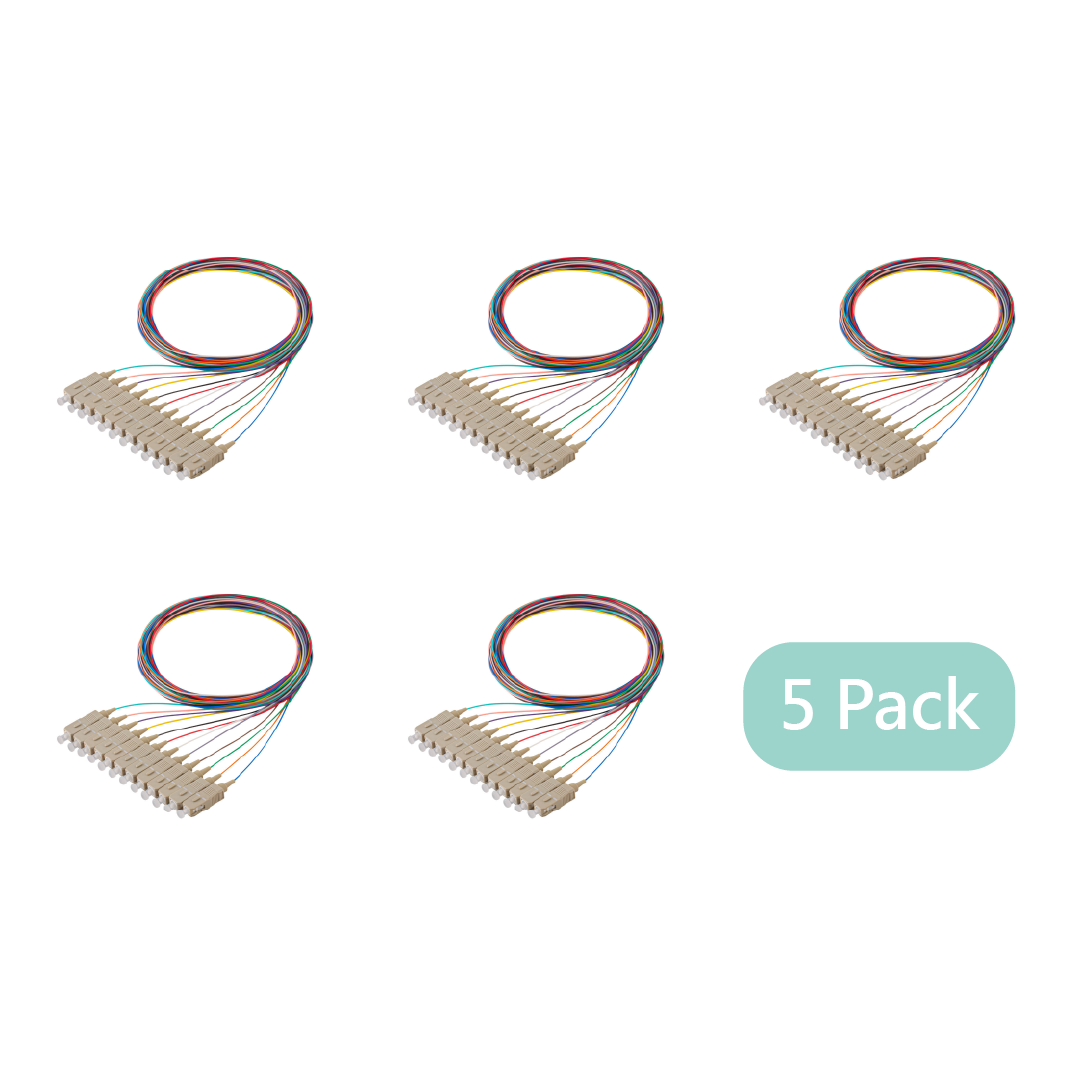Bundle Deal – SC 12-Fiber 900µm OM4 Fiber Optic Pigtail | Corning ClearCurve | Multimode | 2m | 5-Pack / 10-Pack