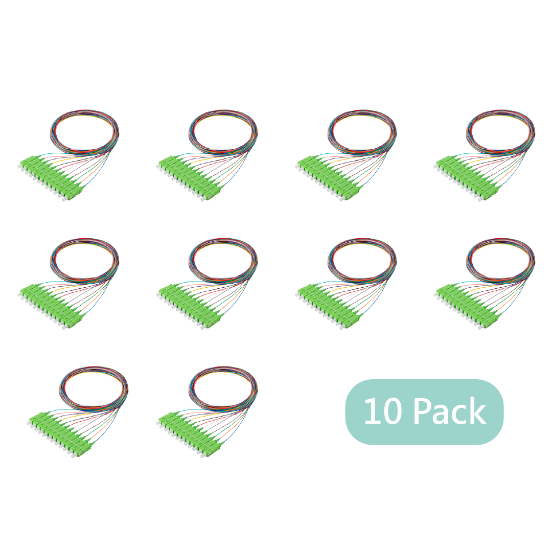 Bundle Deal – SC/APC 12-Fiber 900µm Fiber Optic Pigtail | Corning SMF-28 Ultra Fiber | OS1/OS2 Compatible | Single-mode | 1m | 5-Pack / 10-Pack