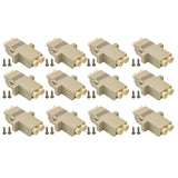 12-pack Beige Duplex LC to LC Fiber Optic Adapter Coupler for Multimode Fiber Patch Cable | Duplex LC Adapter with Screws