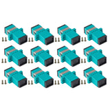 12-pack Aqua Simplex SC to SC Fiber Optic Adapter Coupler for Multimode Fiber Patch Cable | Simplex SC Adapter with Screws
