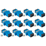 12-pack Blue Simplex SC to SC Fiber Optic Adapter Coupler for Singlemode Fiber Patch Cable | Simplex SC Adapter with Screws