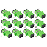 12-pack Green Simplex SC to SC Fiber Optic Adapter Coupler for Singlemode Fiber Patch Cable | Simplex SC Adapter with Screws