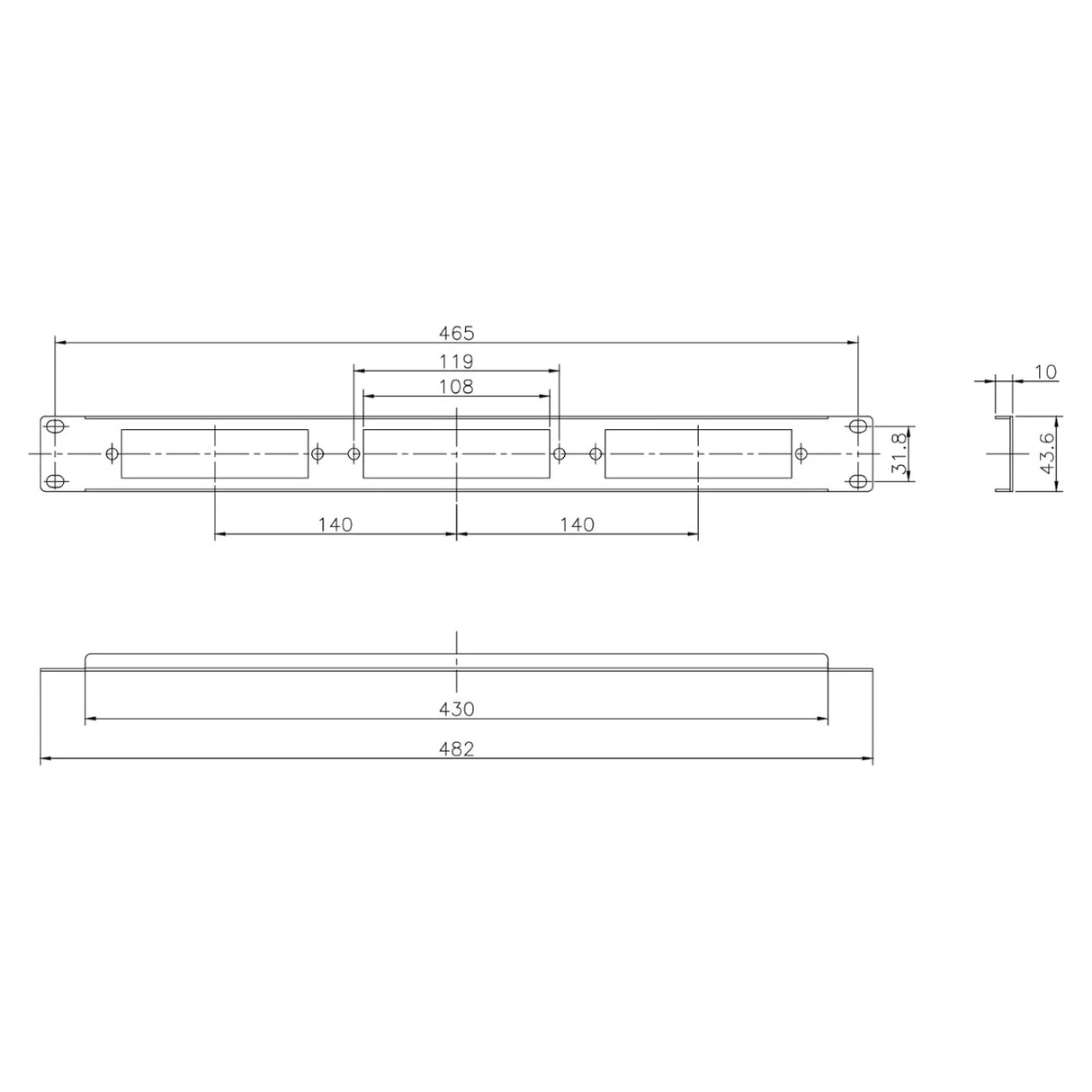 19-inch Patch Panel for LGX Adapter Panel