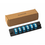 12-Port LGX Compatible Fiber Patch Panel with Numbered Ports, Preloaded with Blue LC Adapters/Couplers