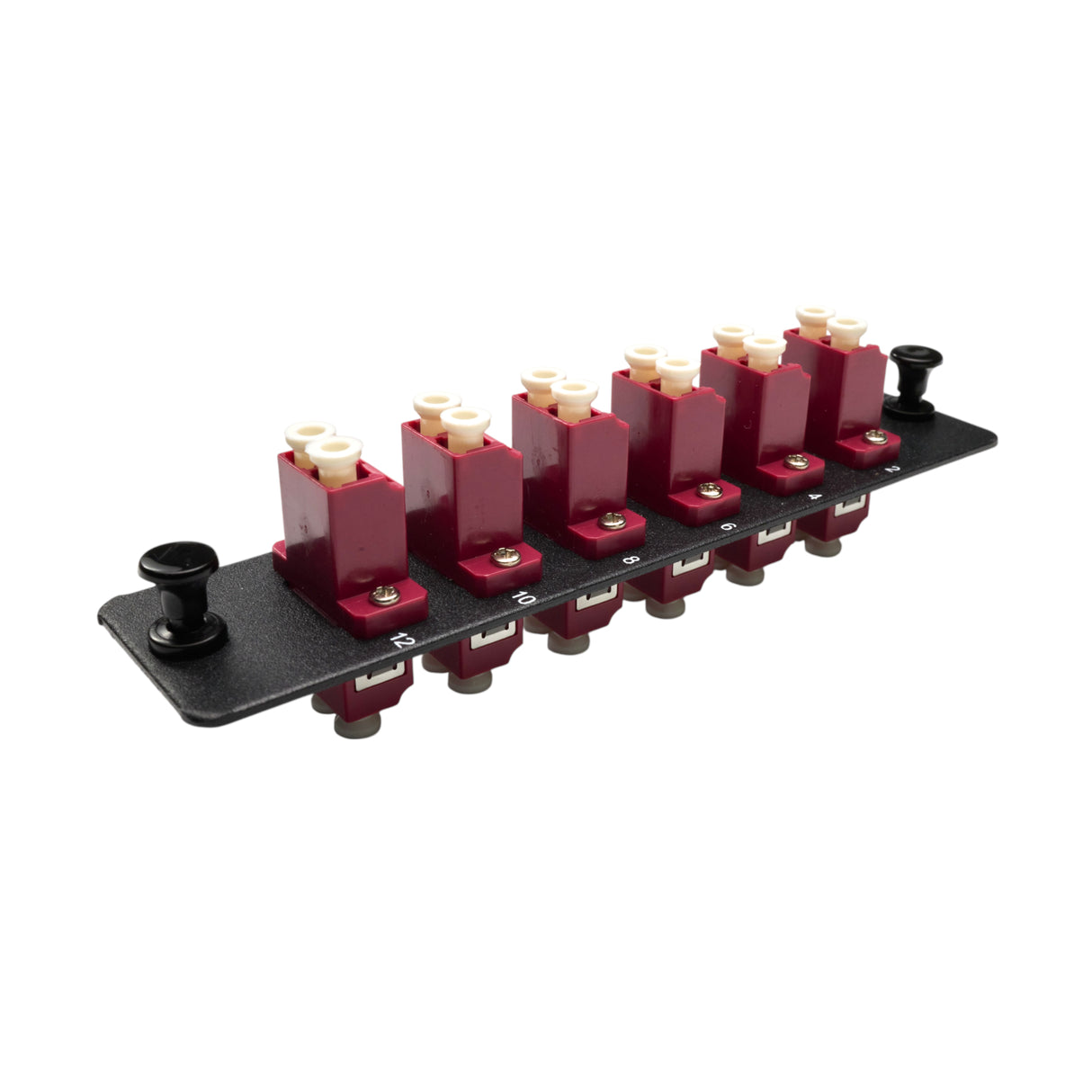 12-Port LGX Compatible Fiber Patch Panel with Numbered Ports, Preloaded with Magenta LC Adapters/Couplers