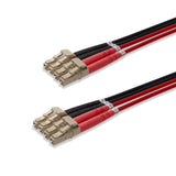 4-Fiber Industrial Armored LC/UPC to LC/UPC Multimode OM1 Fiber Optic Patch Cable | Ø4.5mm Black Armored Cable | Red & Black LSZH Fanout Tubes