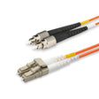 LC-FC multimode OM1 duplex fiber patch cable with Corning InfiniCor OM1 62.5/125um fiber, orange jacket, available in custom lengths. Ideal for data centers, enterprise networks, and server rooms.