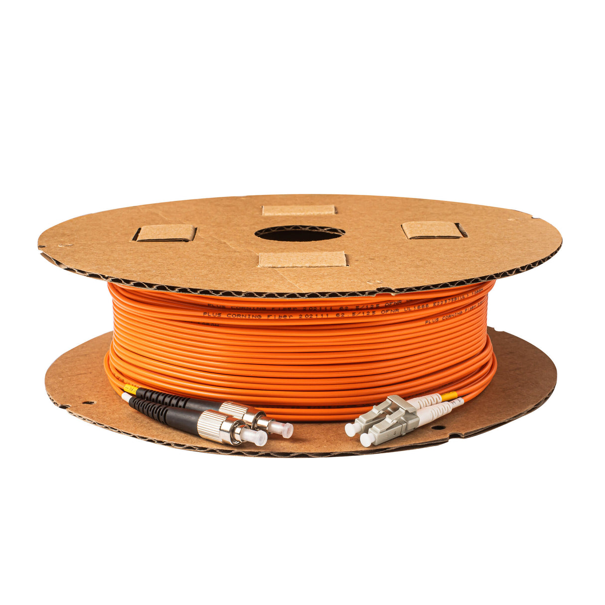 0.2dB LC/UPC to FC/UPC Multimode OM1 Duplex Fiber Patch Cable | Corning InfiniCor 300 Optical 62.5 µm Multimode Fiber |  Orange LSZH Jacket