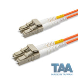 TAA合規 | 電信級 0.2dB  LC/UPC to LC/UPC 多模 OM1 雙工光纖跳線 | 康寧纖芯 |  橘色 OFNR 外被