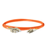 TAA Compliant Fiber Patch Cable | 0.2dB LC/UPC to SC/UPC Multimode OM1 Duplex  | Corning InfiniCor 300 Optical 62.5 µm Multimode Fiber |  Orange OFNR Jacket