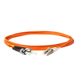 TAA Compliant Fiber Patch Cable | 0.2dB LC/UPC to ST/UPC Multimode OM1 Duplex  | Corning InfiniCor 300 Optical 62.5 µm Multimode Fiber |  Orange OFNR Jacket