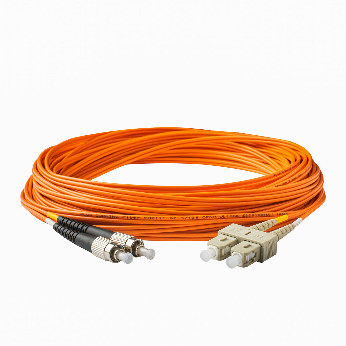 0.2dB SC/UPC to FC/UPC Multimode OM1 Duplex Fiber Patch Cable | Corning InfiniCor 300 Optical 62.5 µm Multimode Fiber |  Orange LSZH Jacket