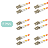 Bundle Deal – 0.2dB LC/UPC to LC/UPC Multimode OM1 Duplex Fiber Patch Cable | Corning InfiniCor 300 Optical 62.5 µm Multimode Fiber |  Orange Jacket | 20 cm | 6-Pack