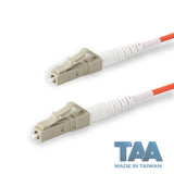 TAA合規 | 電信級 0.2dB  LC/UPC to LC/UPC 多模 OM1 單工光纖跳線 | 康寧纖芯 |  橘色 OFNR 外被