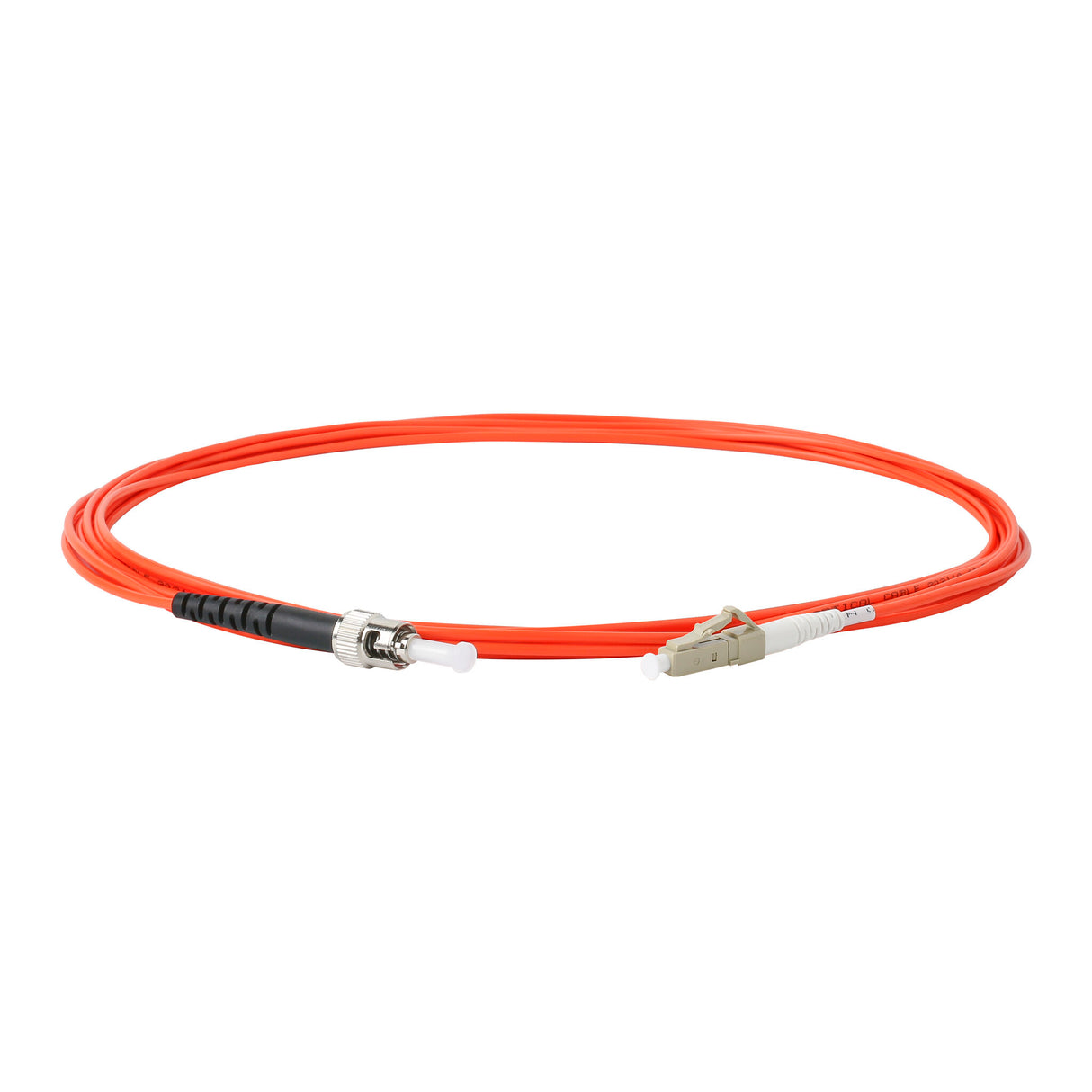 TAA Compliant Fiber Patch Cable | 0.2dB LC/UPC to ST/UPC Multimode OM1 Simplex  | Corning InfiniCor 300 Optical 62.5 µm Multimode Fiber |  Orange OFNR Jacket