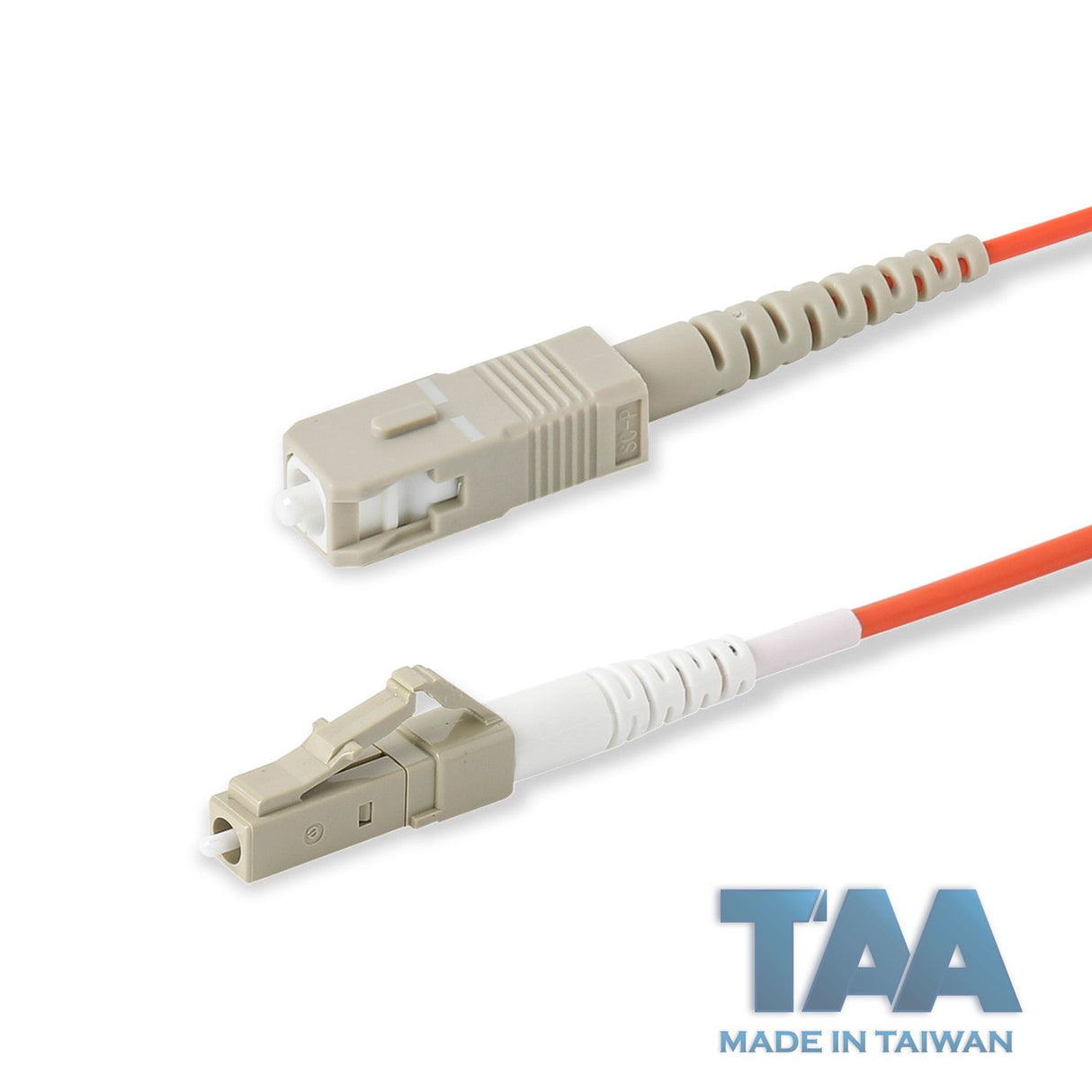 TAA合規 | 電信級 0.2dB  SC/UPC to LC/UPC 多模 OM1 單工光纖跳線 | 康寧纖芯 |  橘色 OFNR 外被
