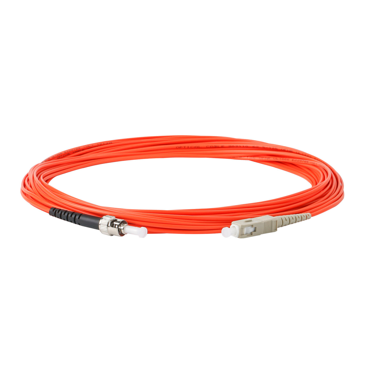 0.2dB SC/UPC to ST/UPC Multimode OM1 Simplex Fiber Patch Cable | Corning InfiniCor 300 Optical 62.5 µm Multimode Fiber |  Orange LSZH Jacket
