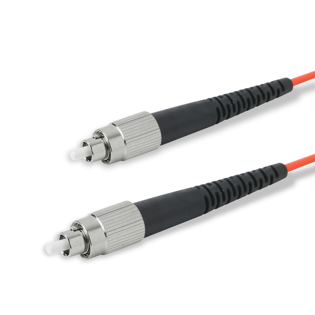 FC-FC multimode OM1 simplex fiber patch cable with Corning InfiniCor OM1 62.5/125um fiber, orange jacket, available in custom lengths. Ideal for data centers, enterprise networks, and server rooms.
