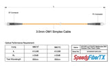0.2dB ST/UPC to FC/UPC Multimode OM1 Simplex Fiber Patch Cable | Corning InfiniCor 300 Optical 62.5 µm Multimode Fiber |  Orange OFNP Jacket