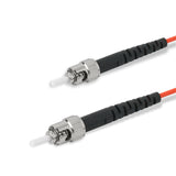 ST-ST multimode OM1 simplex fiber patch cable with Corning InfiniCor OM1 62.5/125um fiber, orange jacket, available in custom lengths. Ideal for data centers, enterprise networks, and server rooms.