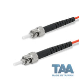 TAA合規 | 電信級 0.2dB  ST/UPC to ST/UPC 多模 OM1 單工光纖跳線 | 康寧纖芯 |  橘色 OFNR 外被
