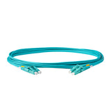 TAA Compliant Fiber Patch Cable | 0.2dB LC/UPC to LC/UPC Multimode OM3 Duplex  | Corning ClearCurve OM3 50 µm Laser-Optimized Fiber |  Aqua OFNR Jacket, Aqua  Connectors