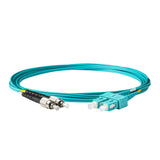 0.2dB SC/UPC to FC/UPC Multimode OM3 Duplex Fiber Patch Cable | Corning ClearCurve OM3 50 µm Laser-Optimized Fiber |  Aqua OFNR Jacket, Aqua  Connectors