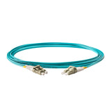 0.2dB LC/UPC to LC/UPC Multimode OM3 Duplex Fiber Patch Cable | Corning ClearCurve OM3 50 µm Laser-Optimized Fiber |  Aqua OFNP Jacket, Beige  Connectors