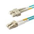 LC-SC multimode OM3 fiber patch cable with Corning OM3 50/125um optical fiber, available in custom lengths and specifications. Ideal for data centers, enterprise networks, and telecom rooms.