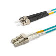 LC-ST multimode OM3 fiber patch cable with Corning OM3 50/125um optical fiber, available in custom lengths and specifications. Ideal for data centers, enterprise networks, and telecom rooms.