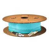 TAA Compliant Fiber Patch Cable | 0.2dB LC/UPC to ST/UPC Multimode OM3 Duplex  | Corning ClearCurve OM3 50 µm Laser-Optimized Fiber |  Aqua OFNR Jacket, Beige  Connectors