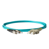 0.2dB SC/UPC to FC/UPC Multimode OM3 Duplex Fiber Patch Cable | Corning ClearCurve OM3 50 µm Laser-Optimized Fiber |  Aqua OFNR Jacket, Beige  Connectors