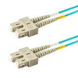 SC-SC multimode OM3 fiber patch cable with Corning OM3 50/125um optical fiber, available in custom lengths and specifications. Ideal for data centers, enterprise networks, and telecom rooms.