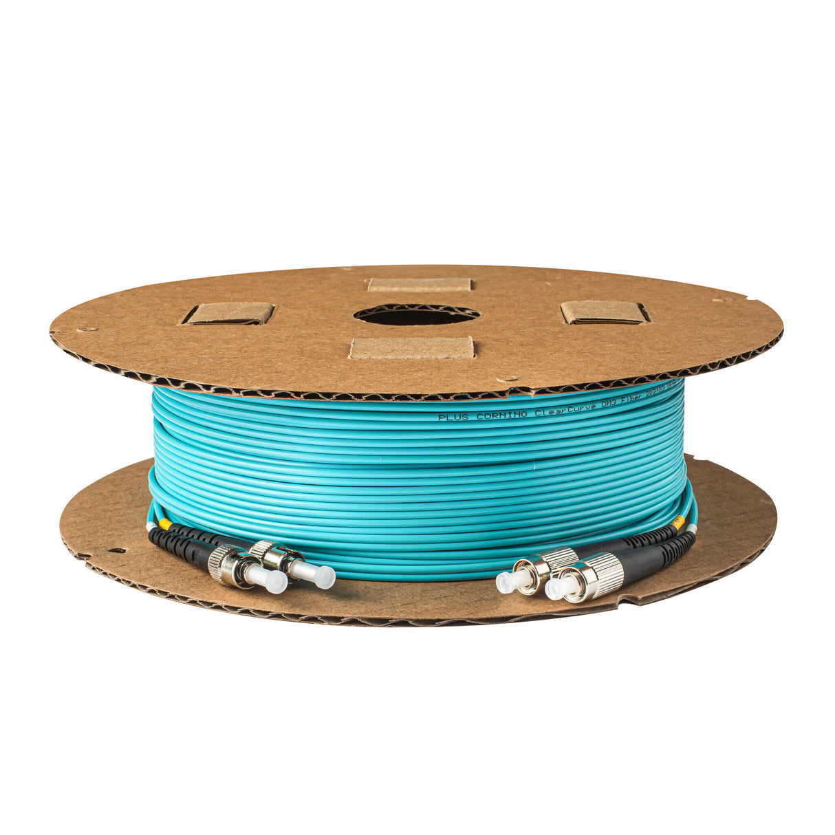 0.2dB ST/UPC to FC/UPC Multimode OM3 Duplex Fiber Patch Cable | Corning ClearCurve OM3 50 µm Laser-Optimized Fiber |  Aqua OFNP Jacket, Metal  Connectors