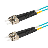 ST-ST multimode OM3 fiber patch cable with Corning OM3 50/125um optical fiber, available in custom lengths and specifications. Ideal for data centers, enterprise networks, and telecom rooms.