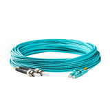 Low Loss 0.15dB LC/UPC to ST/UPC Multimode OM4 Duplex Fiber Patch Cable | Corning ClearCurve OM4 50 µm Laser-Optimized Fiber |  Aqua LSZH Jacket, Aqua  Connectors