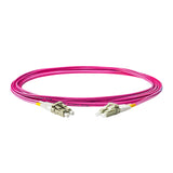 Ultra Low Loss 0.1dB LC/UPC to LC/UPC Multimode OM4 Duplex Fiber Patch Cable | Corning ClearCurve OM4 50 µm Laser-Optimized Fiber |  Magenta OFNR Jacket, Beige  Connectors