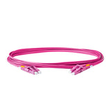 Low Loss 0.15dB LC/UPC to LC/UPC Multimode OM4 Duplex Fiber Patch Cable | Corning ClearCurve OM4 50 µm Laser-Optimized Fiber |  Magenta OFNR Jacket, Magenta  Connectors