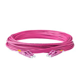 Low Loss 0.15dB LC/UPC to LC/UPC Multimode OM4 Duplex Fiber Patch Cable | Corning ClearCurve OM4 50 µm Laser-Optimized Fiber |  Magenta OFNR Jacket, Magenta  Connectors