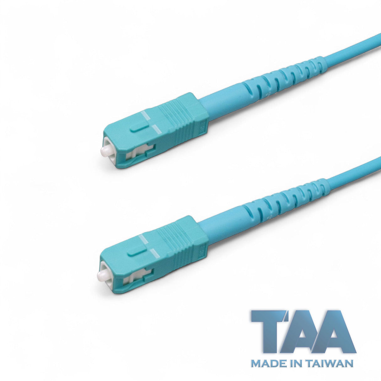TAA合規 | 電信級 0.2dB  SC/UPC to SC/UPC 多模 OM4 單工光纖跳線 | 康寧纖芯 |  水綠色 OFNR 外被, 水綠色接頭