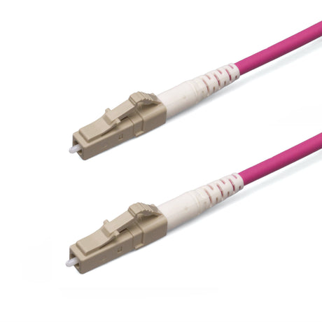 SpeedyFiberTX LC/UPC to LC/UPC Multimode OM4 Simplex Fiber Patch Cable | Corning ClearCurve OM4 50 µm Laser-Optimized Fiber |  Magenta Jacket ,Beige  Connectors