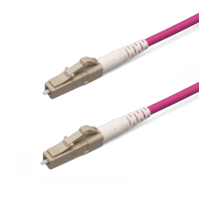 SpeedyFiberTX LC/UPC to LC/UPC Multimode OM4 Simplex Fiber Patch Cable | Corning ClearCurve OM4 50 µm Laser-Optimized Fiber |  Magenta Jacket ,Beige  Connectors