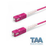 TAA合規 | 電信級 0.2dB  SC/UPC to SC/UPC 多模 OM4 單工光纖跳線 | 康寧纖芯 |  洋紅色 OFNR 外被, 洋紅色接頭