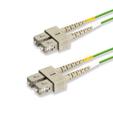 0.2dB SC/UPC to SC/UPC Multimode OM5 Duplex Fiber Patch Cable | OM5 50 µm Laser-Optimized Fiber |  Lime Green OFNR Jacket, Beige  Connectors