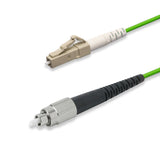 0.2dB LC/UPC to FC/UPC Multimode OM5 Simplex Fiber Patch Cable | OM5 50 µm Laser-Optimized Fiber |  Lime Green OFNR Jacket, Beige  Connectors