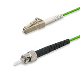 0.2dB LC/UPC to ST/UPC Multimode OM5 Simplex Fiber Patch Cable | OM5 50 µm Laser-Optimized Fiber |  Lime Green OFNR Jacket, Beige  Connectors