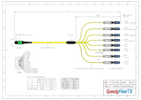 16-Fiber Non-Pinned MPO-16/APC to  8 x CS/UPC Breakout Cable | Corning® SMF-28® Ultra Single-mode Optical Fiber | OS1/OS2 Compatible | Crossover, Green MPO Connector, Blue CS Connector, Yellow Cable Jacket | LSZH Jacket