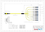 16-Fiber Non-Pinned MPO-16/APC to  8 x CS/UPC Breakout Cable | Corning® SMF-28® Ultra Single-mode Optical Fiber | OS1/OS2 Compatible | Crossover, Yellow MPO Connector, Blue CS Connector, Yellow Cable Jacket | LSZH Jacket