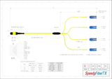 8-Fiber Low Loss Non-Pinned MPO/APC to 4 x LC Uniboot/UPC Duplex QSFP Type Breakout Cable | Corning SMF-28 Ultra Single-mode Optical Fiber | OS1/OS2 Compatible | Type B, Yellow MPO Connector, Blue LC Uniboot Connector, Yellow OFNP Cable Jacket
